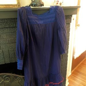 Navy blue Prairie dress, puffy sleeves
